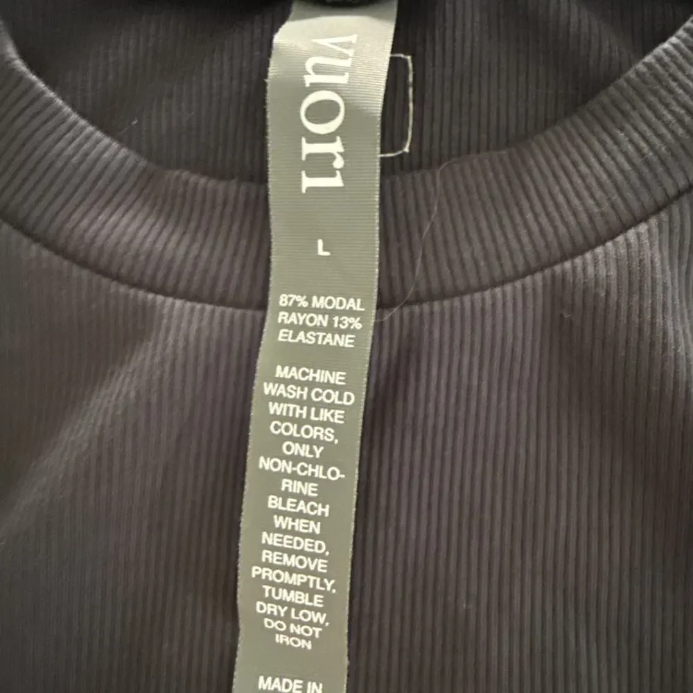 VUORI Womens Pose Sands Dress Size Lg Midi Sleeveless Black Ribbed Stretch VW613 - Picture 5 of 9
